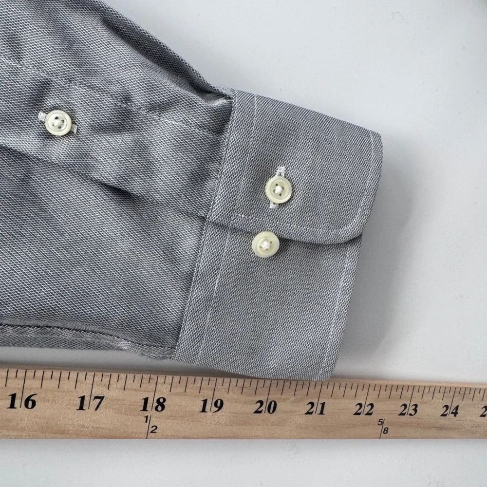 Polo Ralph Lauren Button Down Shirt Mens Large 16 34/35 Grey Slim Fit Cotton